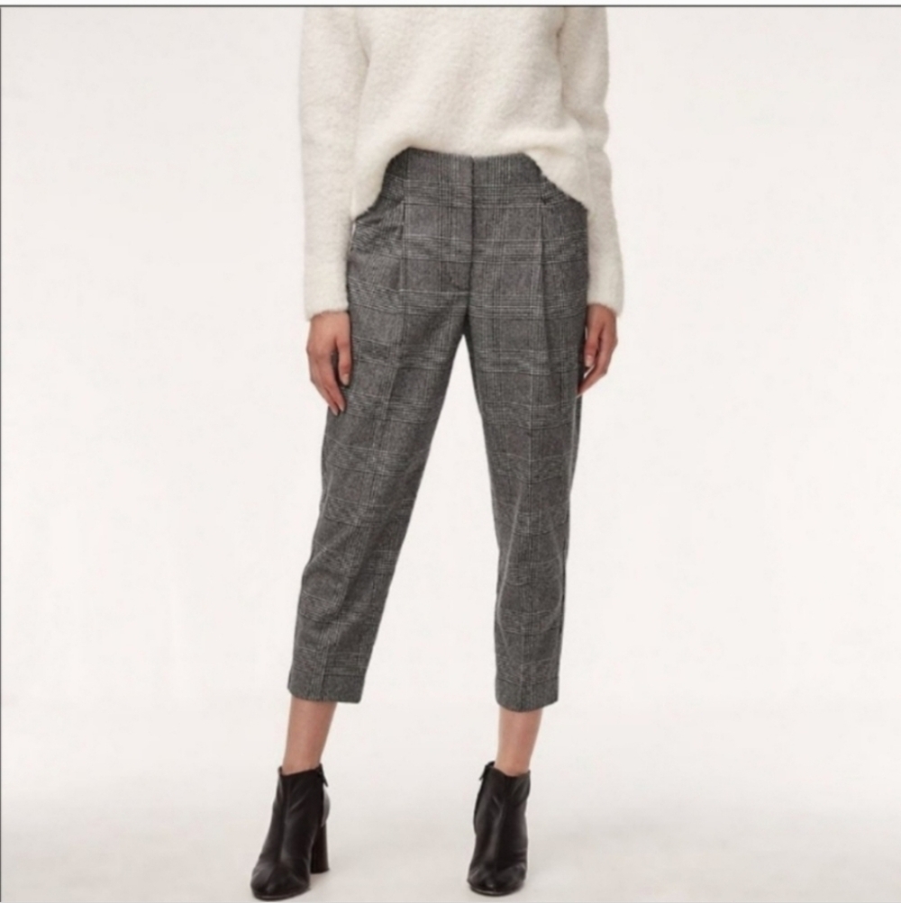 Aritzia Wilfred Glen-Check Wool Cashmere Chambery Pant size 2
